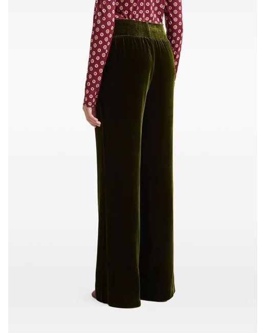 Maliparmi Green Shirred Velvet Trousers