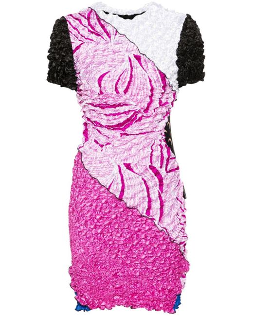 MARINE SERRE Pink Regenerated Pop-corn Mini Dress