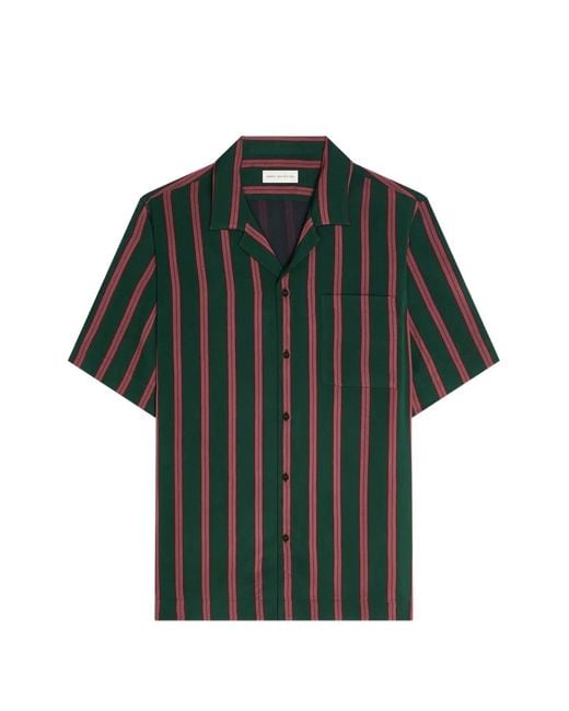 Dries Van Noten Green Striped Shirt for men