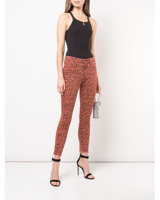 Mother Denim Leopard Print Skinny Jeans 