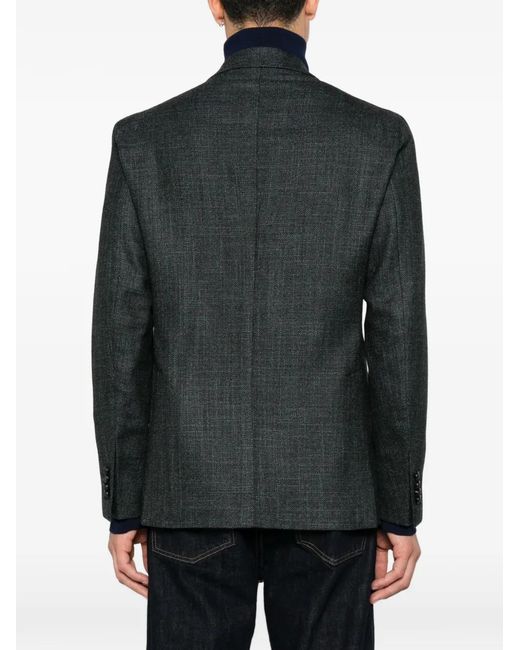 Tagliatore Black Double-Breasted Peak-Lapel Blazer for men