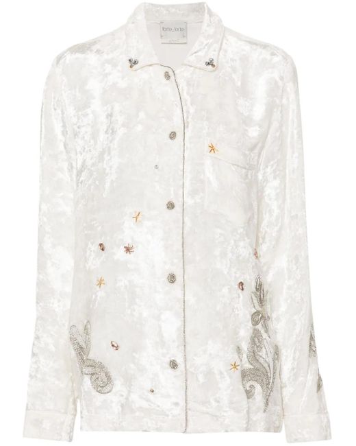 Forte Forte ベルベット シャツ White