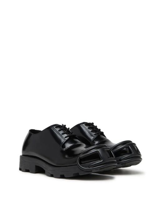 DIESEL Black Lace-Up Flat Shoes for men