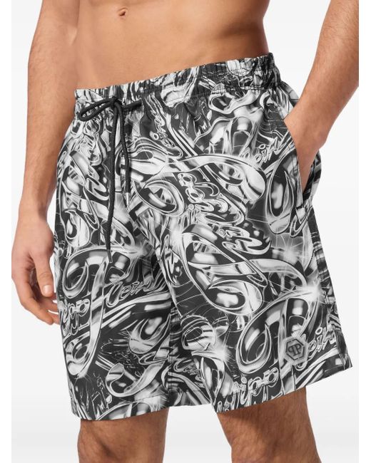 メンズ Philipp Plein Boxer トランクス水着 Gray