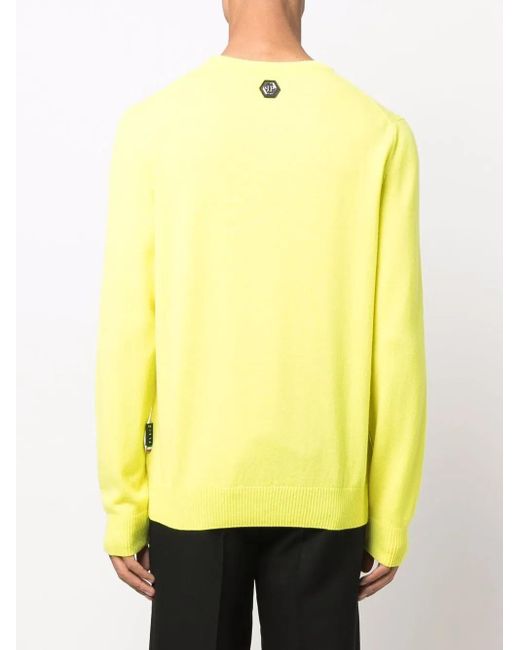 Jersey de punto con motivo de calavera Philipp Plein de hombre de color Yellow
