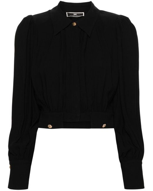 Blusa corta texturizada Elisabetta Franchi de color Black