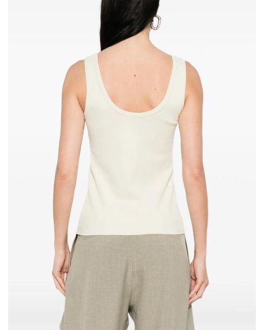 Vince White Button Ribbed Top