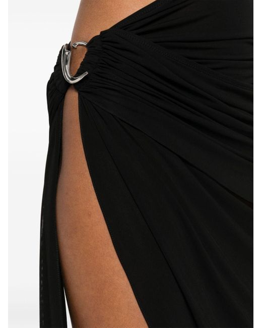 Mugler Black Draped Asymmetric Mini Skirt