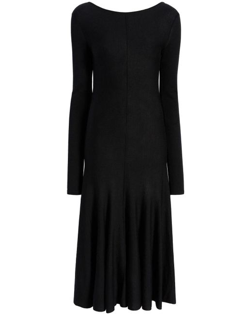 Khaite Black Scoop-back Virgin-wool Midi Dress