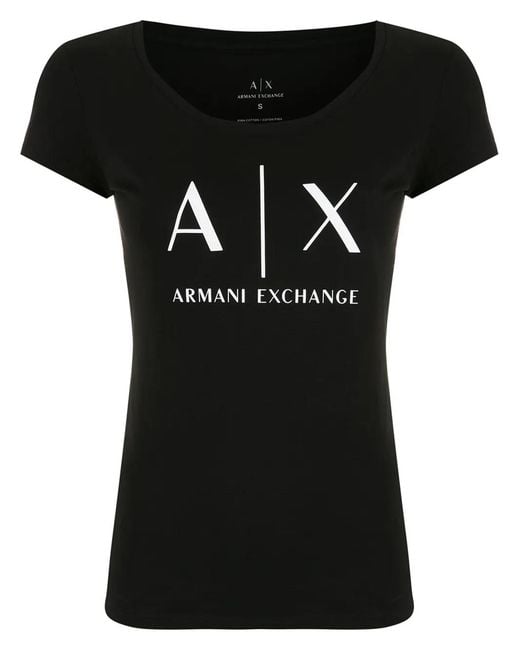 ARMANI EXCHANGE Black Logo-Print Cotton T-Shirt