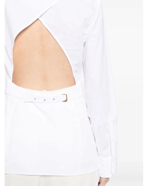 Jacquemus White Blouse With Cut-Out Detail And Adjustable Waistband