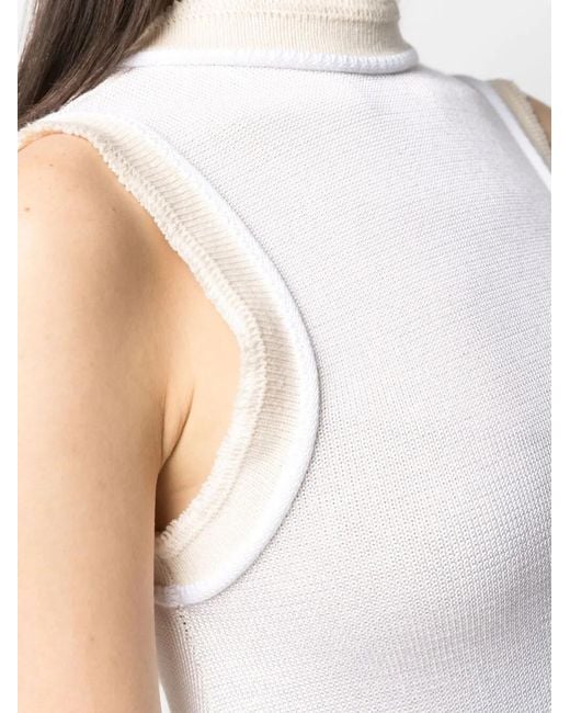 Jil Sander White Fine Knit Sleeveless Dress