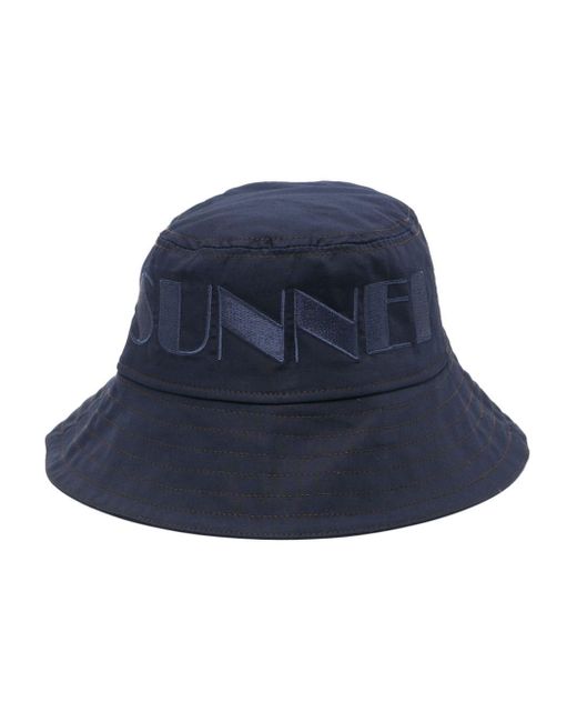 Sunnei Blue Logo-embroidered Cotton Bucket Hat