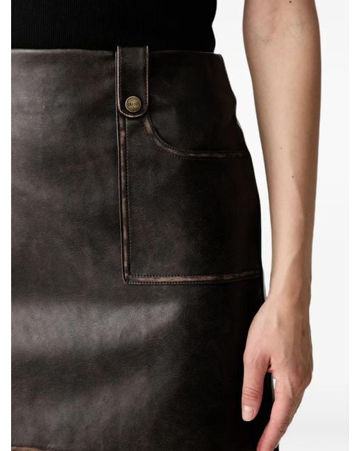 Liu Jo Black Faded-Effect Logo-Button Skirt
