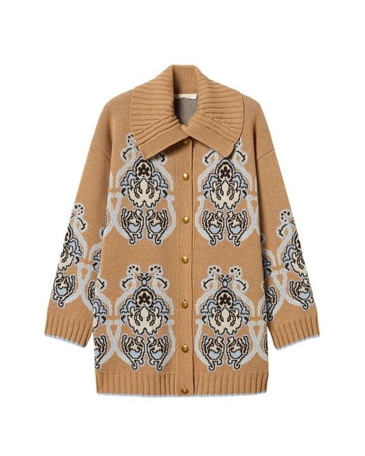 Twinset White Cardigan En Laine Mélangée À Motif Jacquard