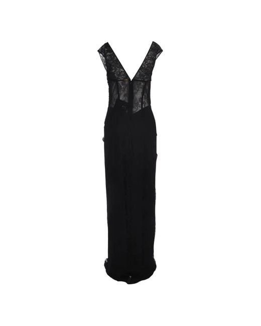 Rhea Costa Black Ines Lace-Detail Maxi Dress