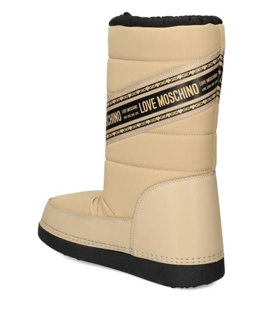 Love Moschino Natural Logo-Print Snow Boots