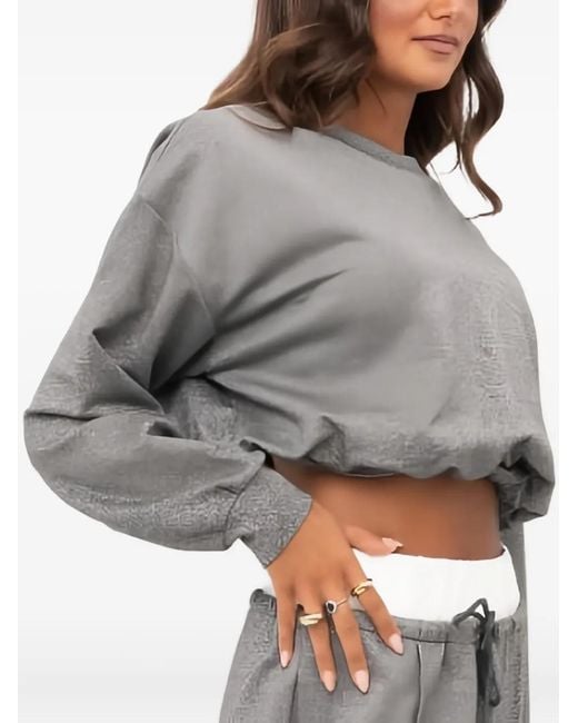 ELEH Gray Glitter Cinched-Waist Sweater