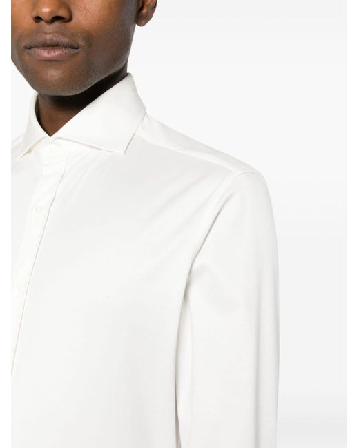 Brunello Cucinelli Katoenen Overhemd Met Gespreide Kraag in het White voor heren