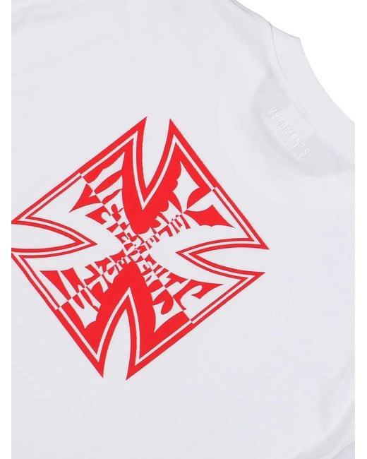 Vetements White T-Shirt Biker Double À Logo Croisé for men