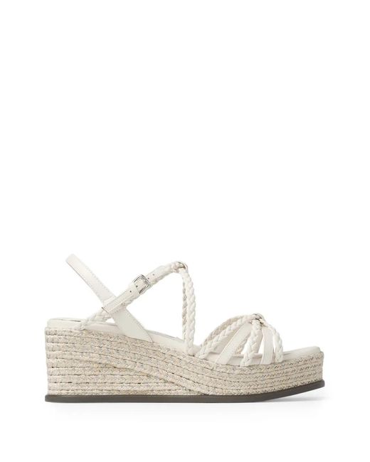 Jimmy Choo White Nyra 60 Braided Espadrille Sandals