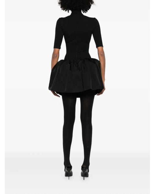 Magda Butrym Black Roll-Neck Puffball Mini Dress