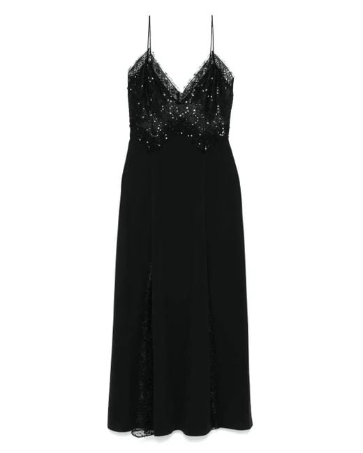 Robe Mi-Longue À Ornements De Sequins Nissa en coloris Black