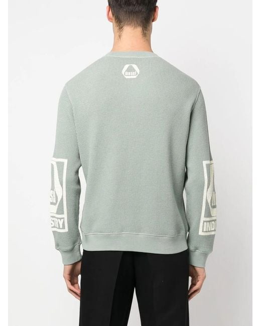DIESEL Green Logo Print Chunky-Knit Jumper for men
