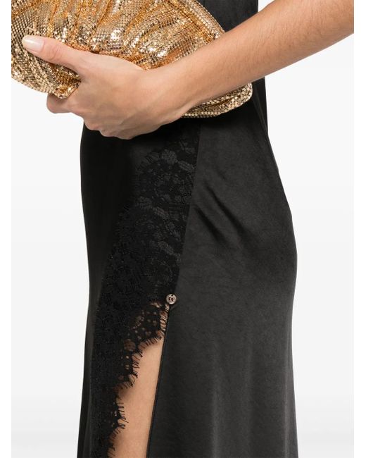 Nissa Black Spaghetti-Straps Satin Dress