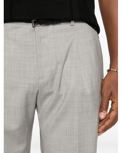 Briglia 1949 Gray Pleated Crosshatch-Texture Trousers for men