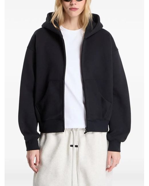Fear Of God Black Logo-Embossed Zip-Up Hoodie