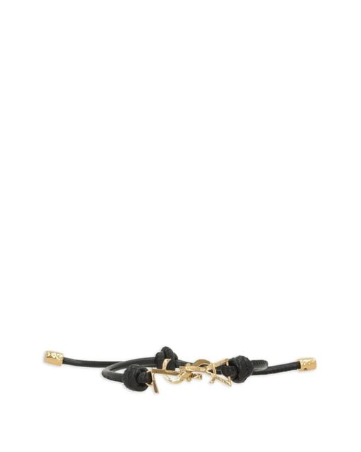 Saint Laurent White Cassandre Cord Bracelet