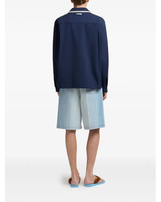 Marni Blue Stripe Yoke Cuban Blazer for men