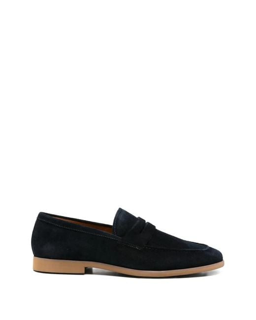 SERGIO MORETTI FIRENZE Black Suede Penny Slot Loafers for men