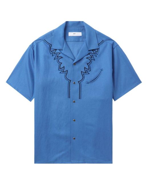 Toga Blue Embroidered Short-sleeve Shirt for men