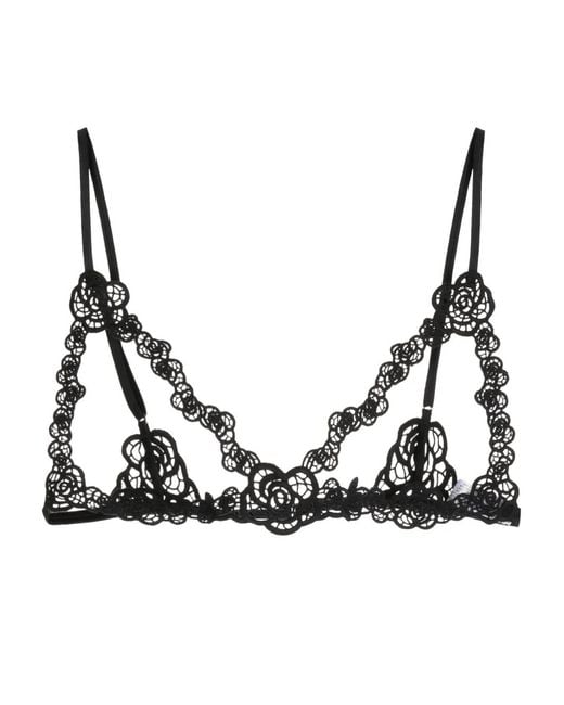Fleur du Mal Black Fleur Guipure Ouvert Bralette