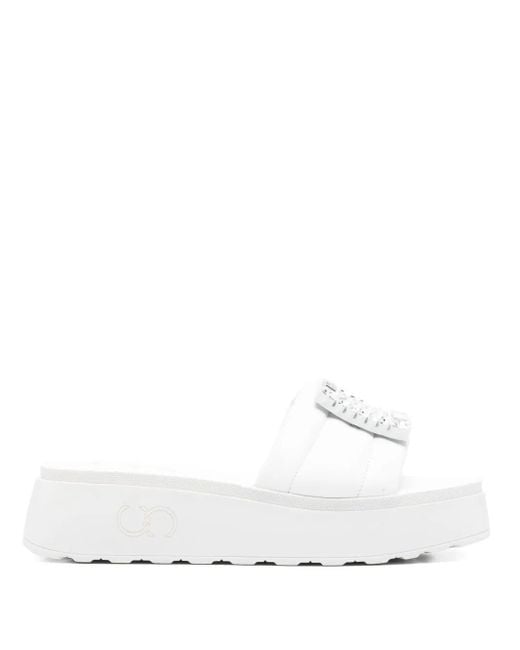Casadei ビジュートリム サンダル White