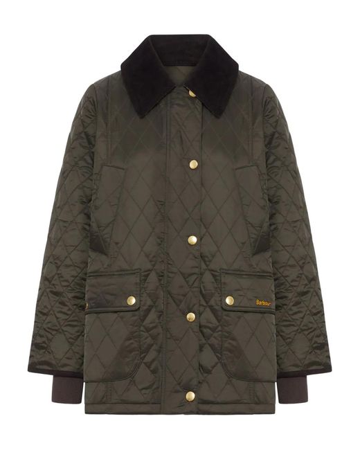 Barbour Black Quilted Corduroy-Collar Jacket