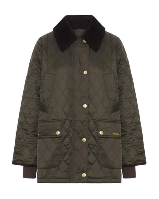 Barbour Black Quilted Corduroy-Collar Jacket