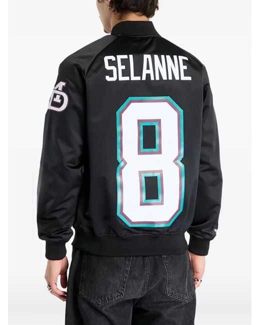 Mitchell & Ness Black 1992 Nhl Ducks Teemu Selänne Bomber Jacket for men