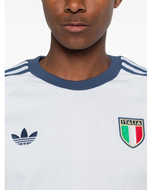 Adidas Blue X Italia Stripe-Detail T-Shirt for men