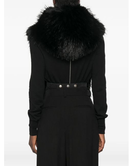 Moncler Black Faux-Fur Hooded Gilet