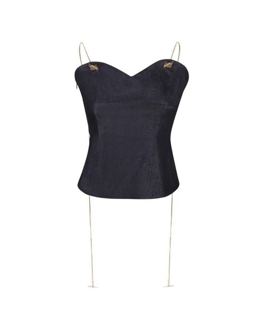 Danamé Blue Mirabel Chain-Strap Sleeveless Top