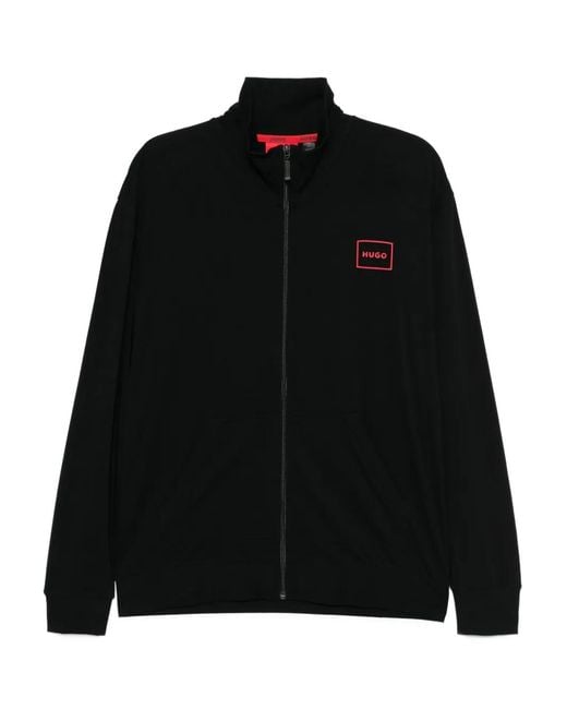 HUGO Black Logo-Printed Jacket for men