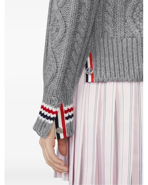 Thom Browne Gray Aran Cable-Knit Cardigan