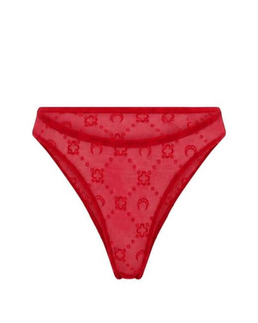 MARINE SERRE Red Moonogram Mesh Flock Panties