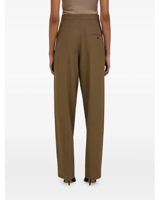Ferragamo Green Pleat-Front Tailored Trousers