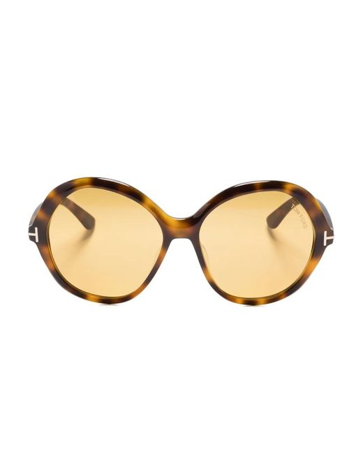 Tom Ford Natural Annabelle Round-Frame Sunglasses