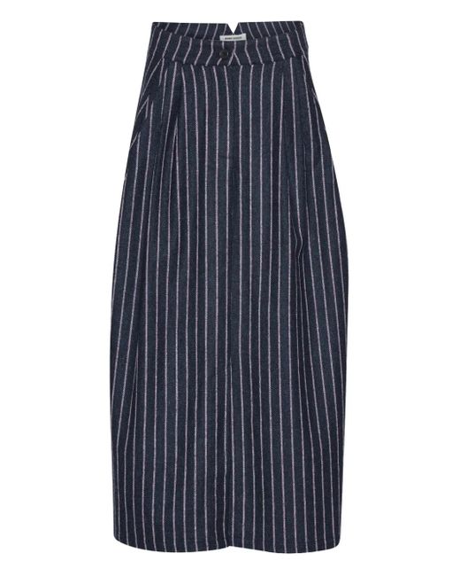 Henrik Vibskov Blue Pinstripe Pleated Skirt