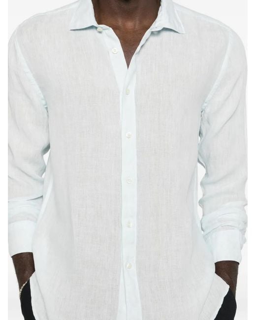 120% Lino White Collared Shirt for men